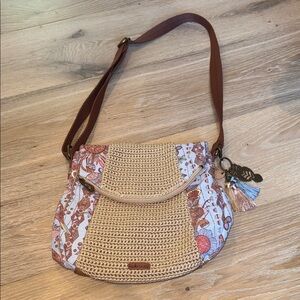 The Sak Sakroots Beige and Brown Owl Crossbody Bag